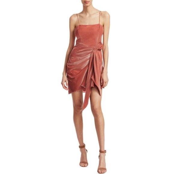 cinq a sept Dresses & Skirts - CINQ À SEPT 'Kiki' Sash-Front Sleeveless Velvet Mini Dress, Rosewood